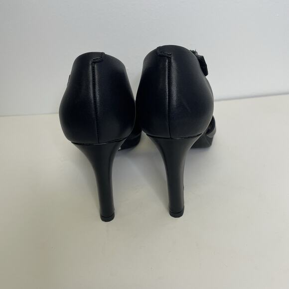 Clark's Ambyr Glow Asymmetrical Comfort Mary Jane Black Leather Pumps Sz 11 - Picture 4 of 7